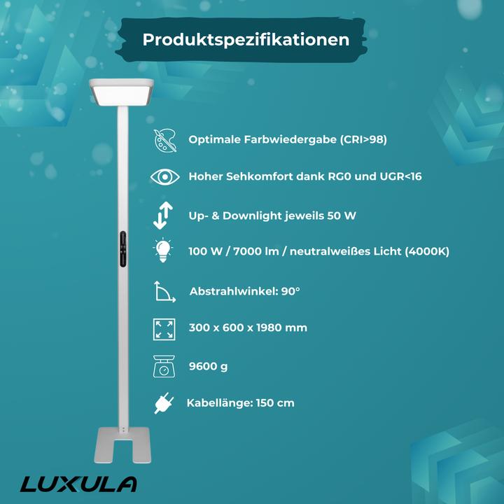 Produktbild Luxula LED Büro-Stehleuchte, Up/Down, weiss (7000 lm)