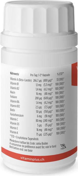 Valori nutrizionali e ingredienti Vitaminplus Tappi multivitaminici (60 Pezzo/i, Pillole)