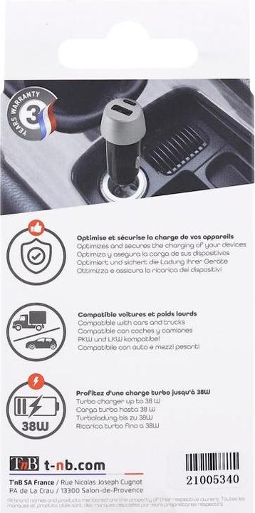 Produktbild T'nB Ladeadapter 12/24 Volt auf USB/USB-C