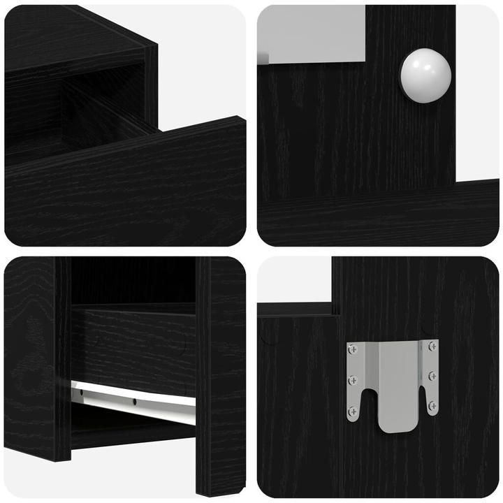 Image du produit VidaXL Coiffeuse murale avec lumières LED en chêne noir