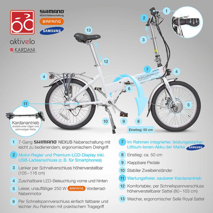 Image du produit Aktivelo Vélo électrique 20 pouces E-Bike E-Vélo pliant,Vélo de ville électrique pliable avec batterie (20 cm)