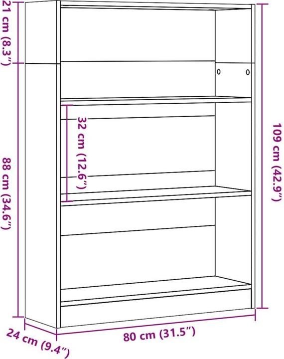 Actual product image VidaXL Bücherregal (80 x 24 x 109 cm)