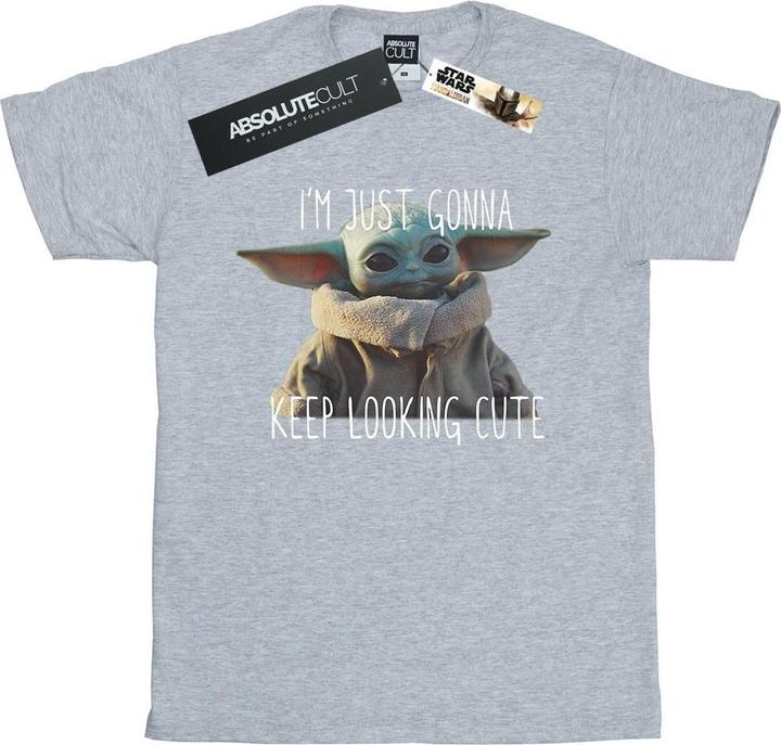 Actual product image Star Wars Womens/Ladies The Mandalorian Keep Looking Cute Cotton Boyfriend T-Shirt (S)