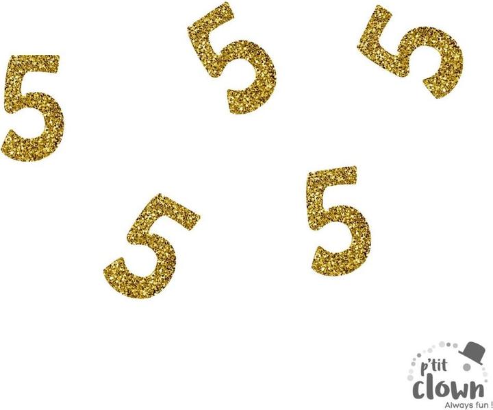 Produktbild P'tit Clown Zahlenkonfetti Gold glitzernd