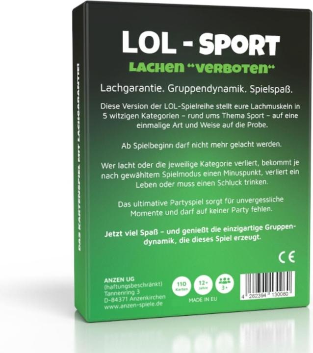 Nutritional values and ingredients Anzen Spiele ANZEN - LOL SPORT - Laughter forbidden (German)