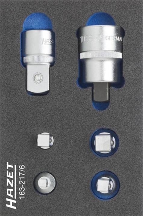 Actual product image HAZET Adapter set 163-217/6 ∙ Square, hollow 6.3 mm (1/4 inch), Square, hollow 10 mm (3/8 inch), Sq…