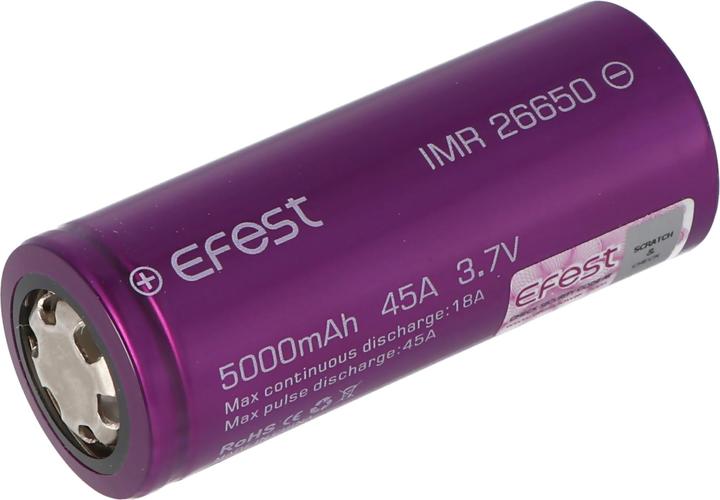 Immagine prodotto Efest Batteria ricaricabile Purple IMR26650, non protetta (1 pz., 26650, 5000 mAh)