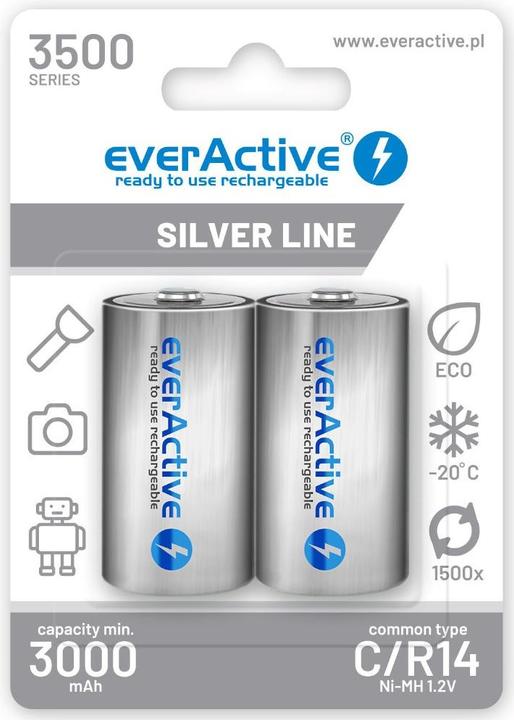 Immagine prodotto Everactive Batterie ricaricabili R14/C Ni-MH 3500 mAh pronte all'uso - Batteria - Bambino (C) (2 pz., C, 3500 mAh)