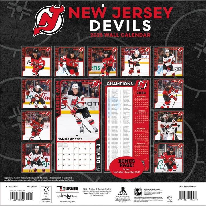 Actual product image NHL - New Jersey Devils - 30.5 x 30.5 cm team wall calendar 2025 (30.5 x 30.5 cm, French, Italian, Spanish, German, English)