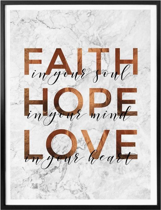 Image du produit Trenddeko Aspect cuivre - Faith Hope Love (24 x 30 cm)