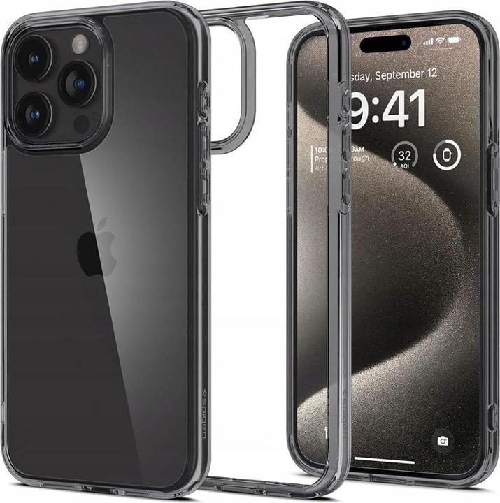 Immagine prodotto Spigen Custodia Ultra Hybrid per iPhone 15 Pro - grigio trasparente (Apple iPhone 15 Pro)