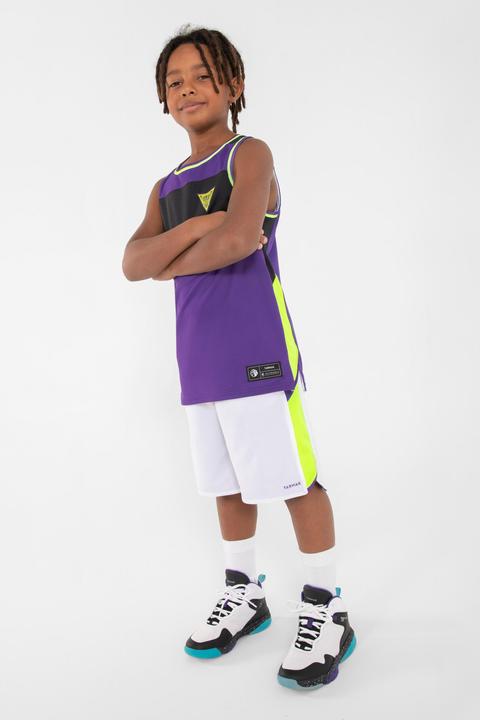 Produktbild Tarmak Kids' Intermediate Basketball Shoes SS500H - White/Black/Purple (33)