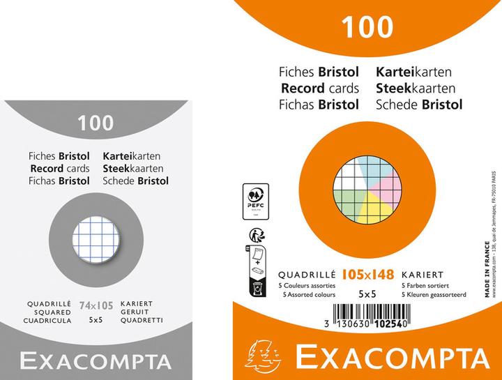 Actual product image Exacompta Cartes-fiches quadrillées (105 x 148 mm, 205 g/m², 100 x)