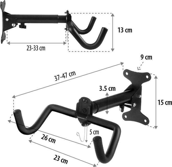 Actual product image Maclean Fahrrad-Wandhalterung horizontal Stahl max. Belastung 30kg MC-484