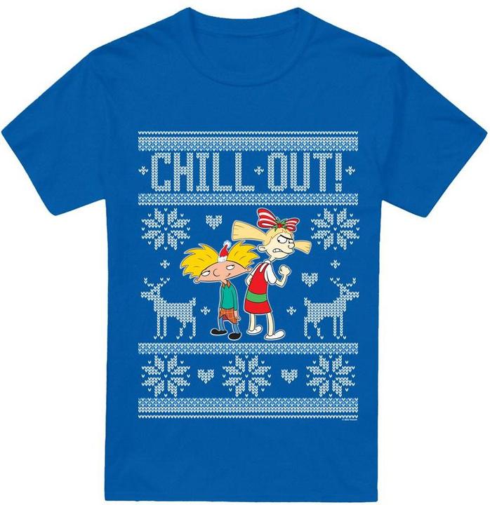 Actual product image Hey Arnold! Mens Chill Out Arnold & Helga Christmas Jumper T-Shirt (3XL)