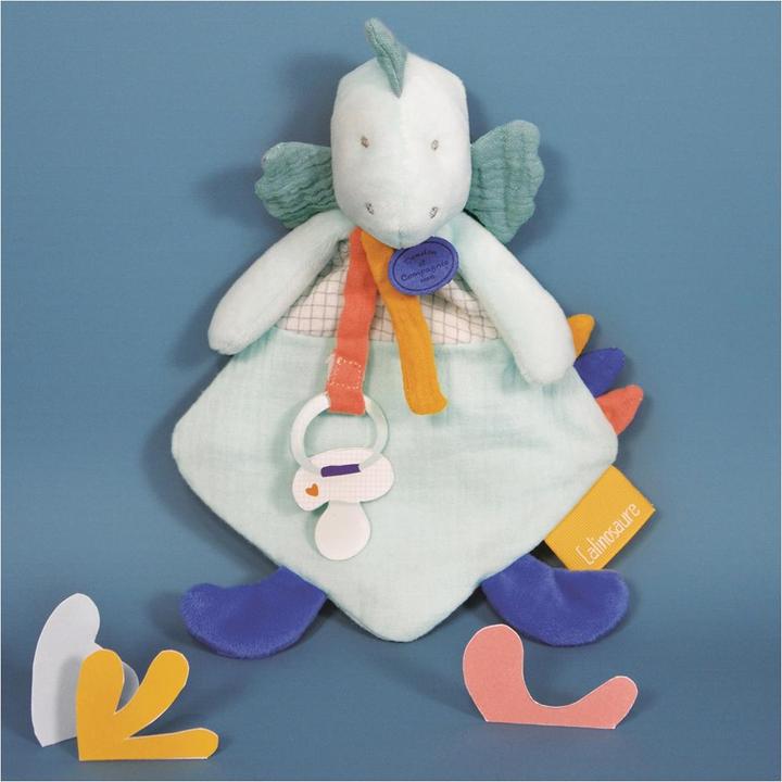 Image du produit Doudou et Compagnie Doudou Dino Filou avec attache-sucette,amande