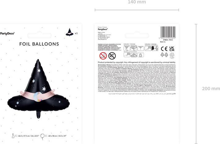Image du produit Partydeco Chapeau de sorcière Ballon en plastique Sorcières et fête d'Halloween (1 x)