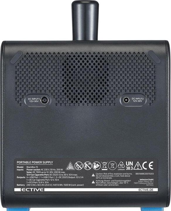 Immagine prodotto Ective BlackBox 15 Lithium Powerstation 1500W 1497Wh Batteria USB 12V 230V Campeggio (1497 Wh, 20 kg)