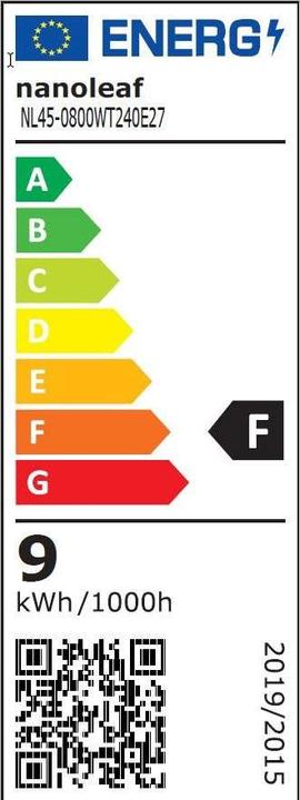 Energie-Label Nanoleaf Essentials (E27, 9 W, 806 lm, 20 x, F)