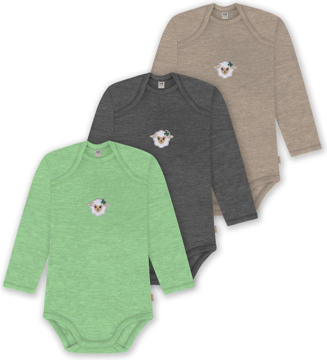 Normani 3er Pack Baby Merino Body Langarm „Auckland" - 9383