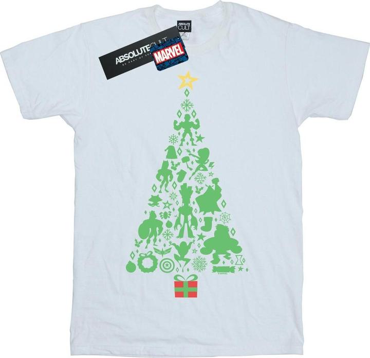Actual product image Womens/Ladies Avengers Christmas Tree Cotton Boyfriend T-Shirt (L)