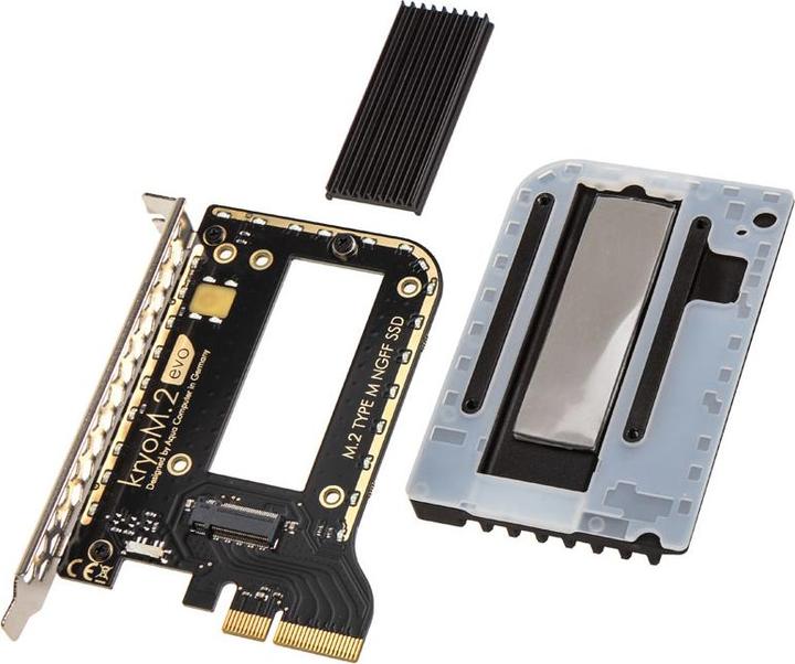 Produktbild Aqua Computer kryoM.2 evo PCIe 3.0/4.0 x4 Adapter für M.2 NGFF PCIe SSD
