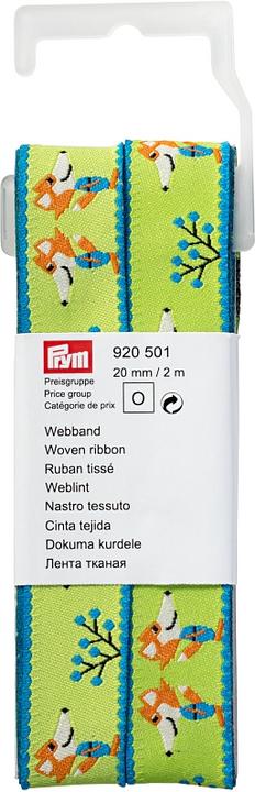 Prym Woven ribbon fox, green, orange 20 mm, coupon 2 m with hook