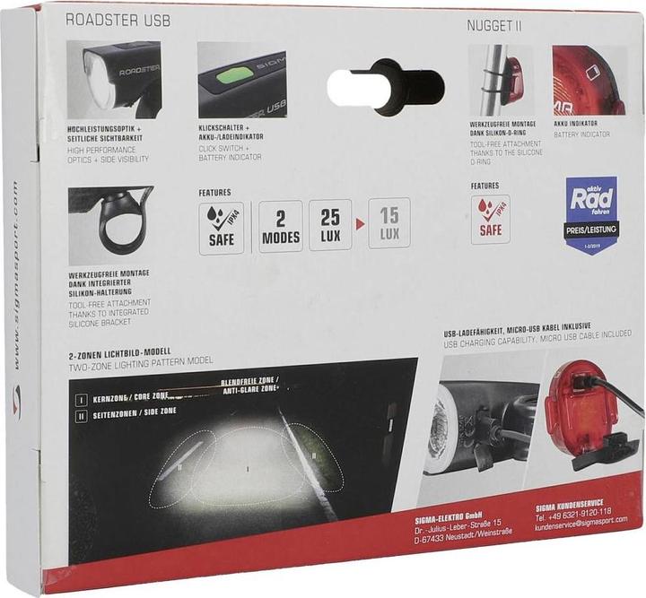 Image du produit Sigma Sport Kit d'éclairage Roadster USB/Nugget II
