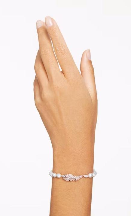 Immagine prodotto Swarovski Bracciale Nizza Piuma Oro Bianco Rosa (16.50 cm, Metallo Swarovski)