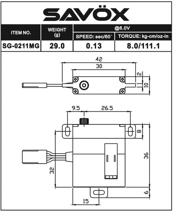 Produktbild Savöx Servo SG-0211MG Digital