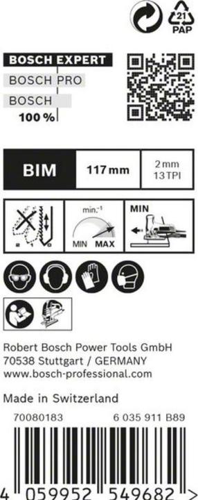 Produktbild Bosch Professional Zubehör EXPERT ‘Hardwood 2-side clean’ T 308 BFP Stichsägeblatt, 25 Stück