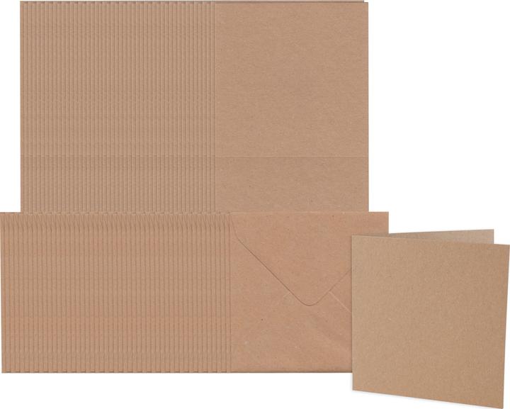 Actual product image Craft UK Limited XXL double cards with envelopes "Kraft paper", 12.5 x 12.5 cm, 50 pieces (50 pcs.)
