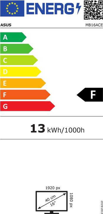 Energy Label ASUS ZenScreen MB16ACE (1920 x 1080 pixels, 15.60")