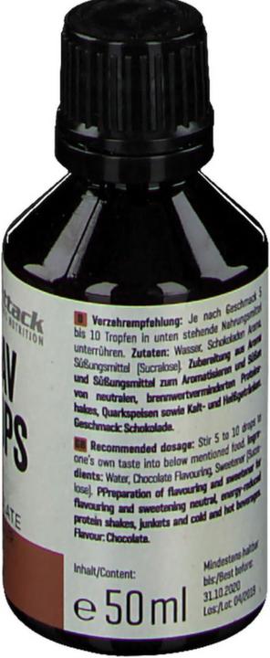 Nährwerte und Zutaten Body Attack Flav Drops (50ml) (Chocolate, 1 Stk.)