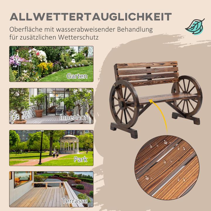 Produktbild Outsunny Gartenbank Wagenrad-Design