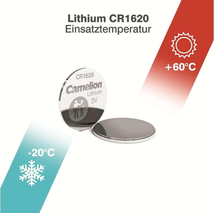 Produktbild Camelion Lithium Knopfzelle, CR1620 / DL1620 / 5009LC / E-CR1620 / 280-208, 3V - 1 Stück (1 Stk., CR1620, 70 mAh)