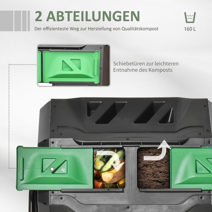 Produktbild Outsunny Komposttrommel mit 2 Kammern (160 l)
