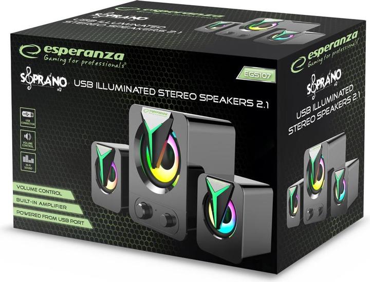 Produktbild Esperanza EGS107 Esperanza-Lautsprecher 2.1 USB-LED-Regenbogen-Sopran