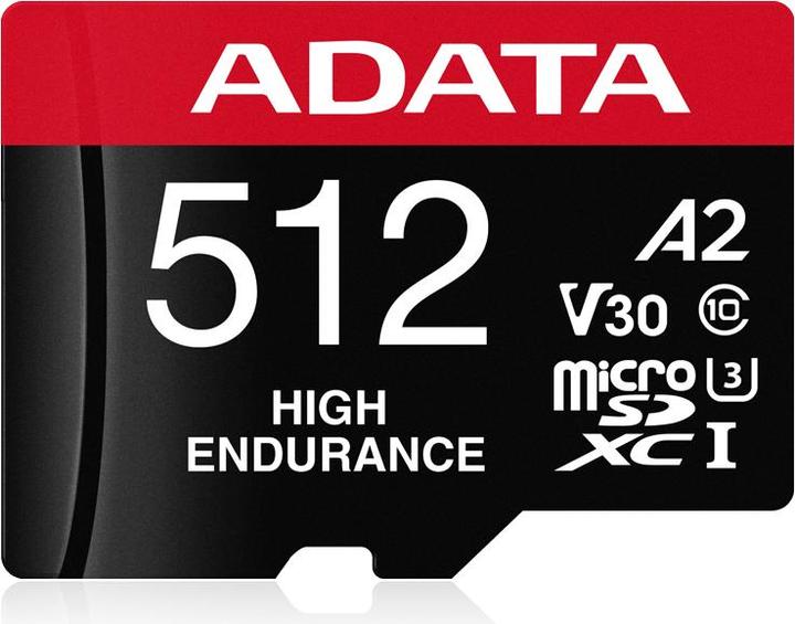 Produktbild Adata High Endurance 512 GB microSDXC (UHS-I U3, Class 10, V30, A2) (512 GB, microSDXC, U3, UHS-I)