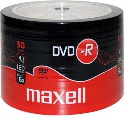 Immagine prodotto Maxell DVD-R 4 7GB 50 szt w opakowaniu SHRINK. Prędkość zapisu 16X 120 min Przeznaczenie nagrywa (50 x)
