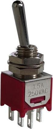 Actual product image RND Components Toggle switch ON-ON latching 1.5 A / 3 A 2 change-over contacts
