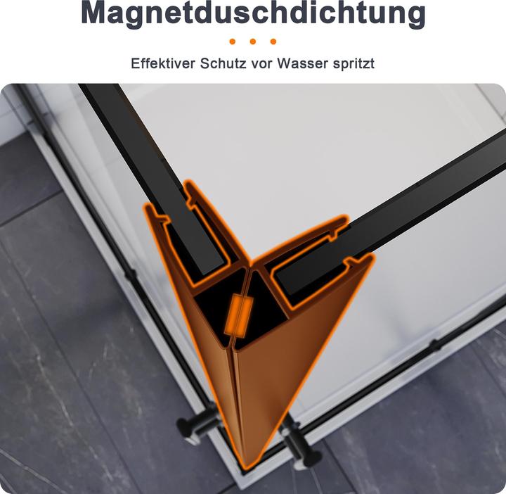 Image du produit SONNI Porte pliante, cabine de douche, entrée d'angle, cabine de douche, 90 x 120 cm, noir, 6 mm, ve (120 cm, 90 cm, 195 cm)