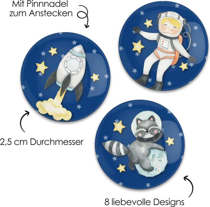 Actual product image Papierdrachen 8 Mini Buttons - Astronaut