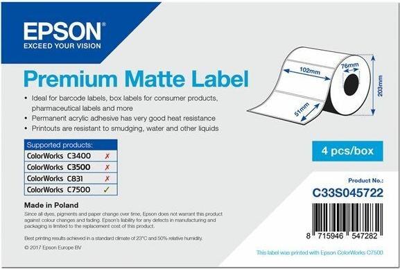 Actual product image Epson Premium Matte Label