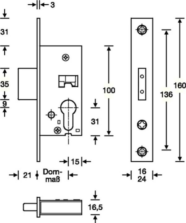 Immagine prodotto SSF Serratura da infilare con telaio tubolare PZ 24/30 mm DIN sinistra/destra con bordo in acciaio inox (Serratura a mortasa)