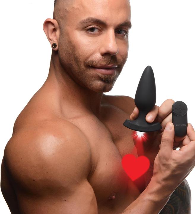 Actual product image XR Brands Laser Heart Large Anal Plug with Remote Control