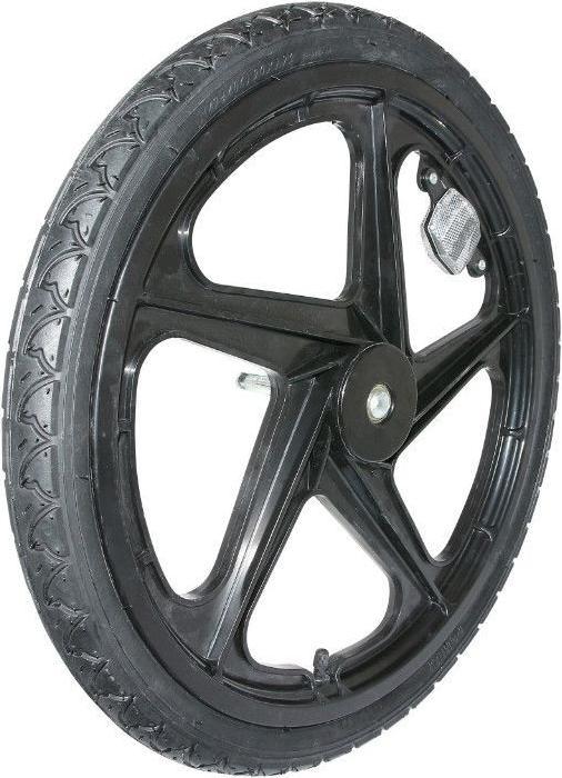 Actual product image P2R plastic bicycle trailer wheel with tire for spindle hub with reflector