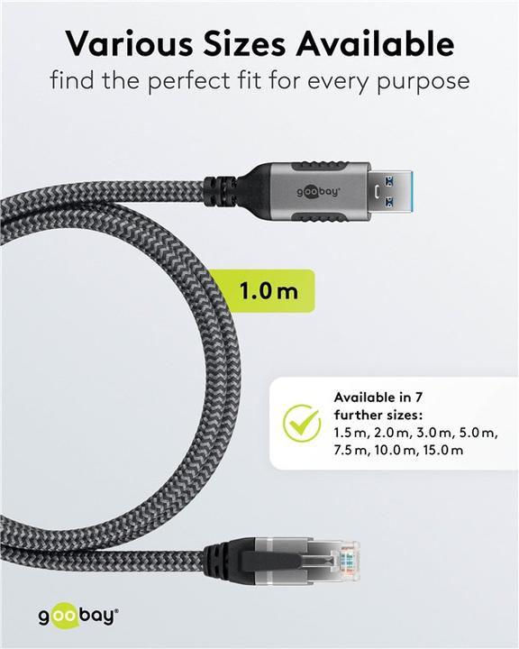 Actual product image Goobay Ethernet cable USB-A to RJ45, 1 m (USB, RJ45 (1x))