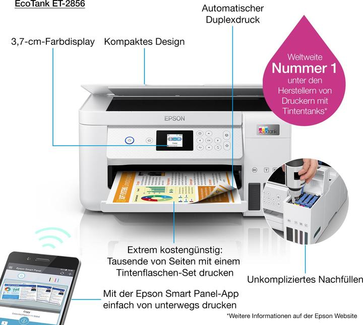 Image du produit Epson EcoTank ET-2856 (Réservoir d'encre, Couleur)