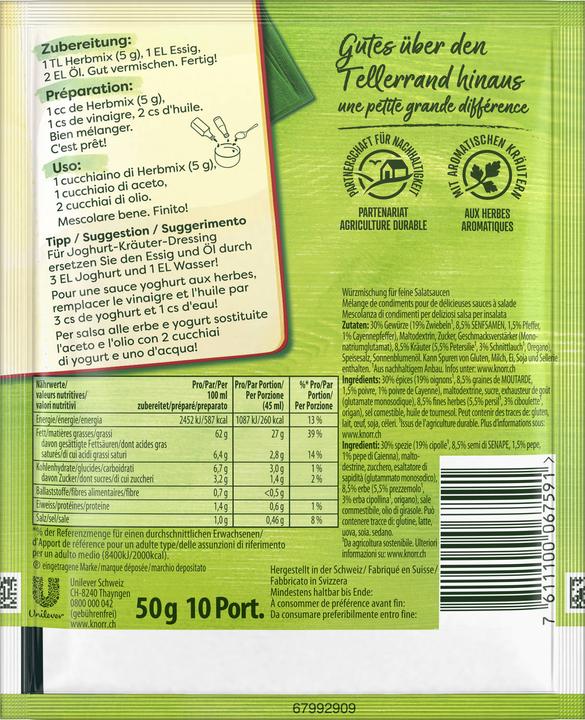 Valori nutrizionali e ingredienti Knorr Miscela di erbe (55 g)
